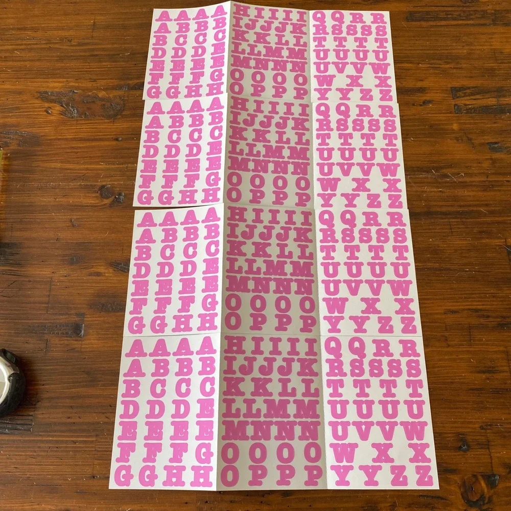 Creative Memories Pink Alphabet Letter Stickers 4 Sheets Scrapbooking Crafting